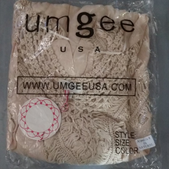 Umgee BoHo Bohemian Cream Crochet Shirt NWT - Picture 2 of 7